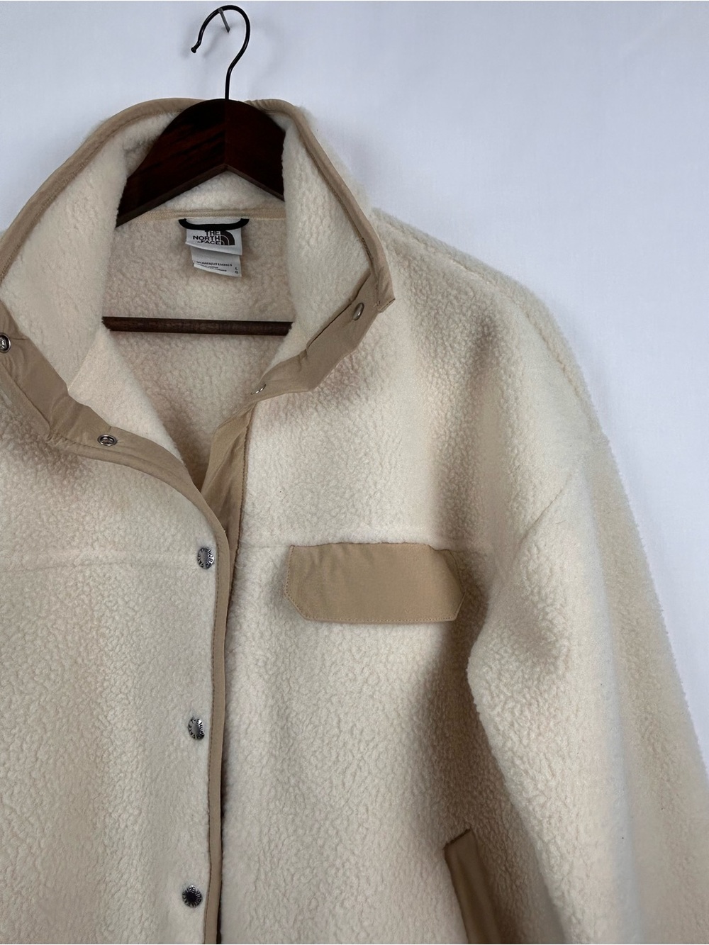 The North Face Campshire Sherpa Fleece Snap Jacket Cream Tan Women’s L
